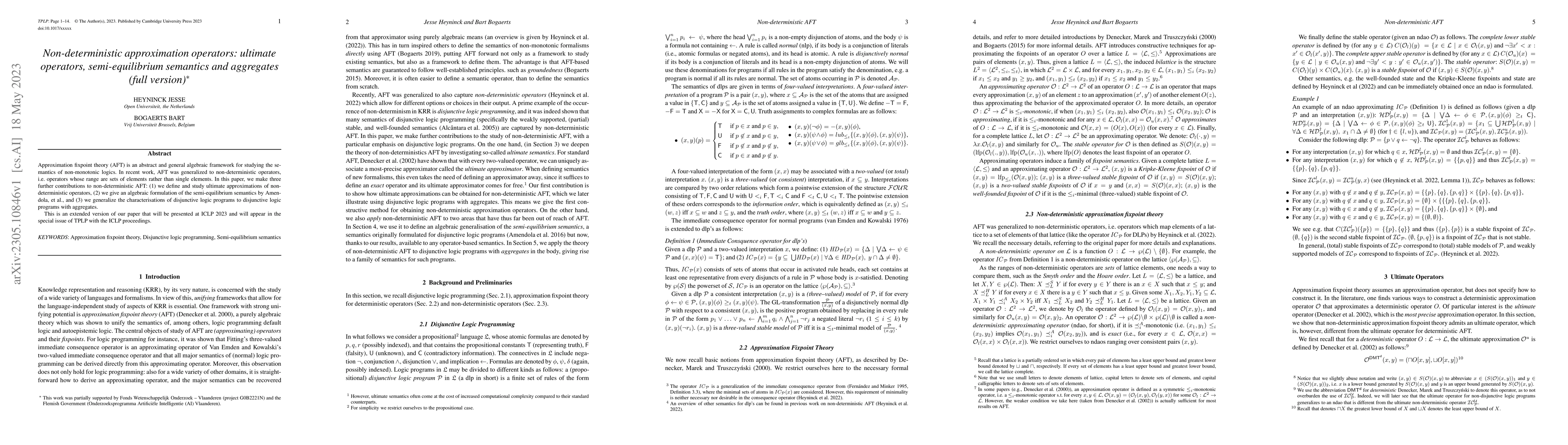 Thumbnail for Non-deterministic approximation operators: ultimate operators,
  semi-equilibrium semantics and aggregates (full version)
