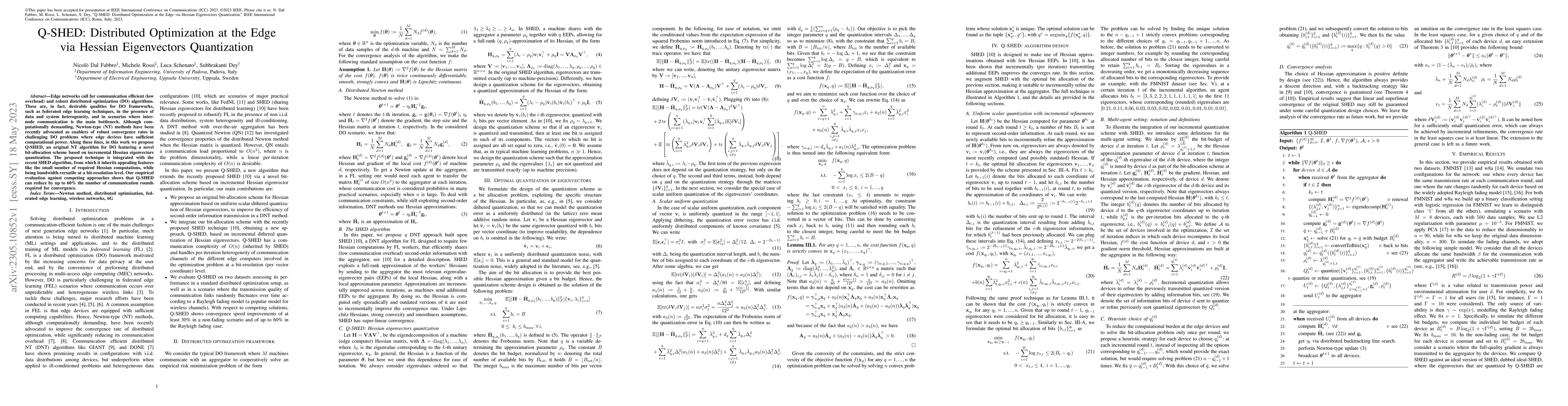 Thumbnail for Q-SHED: Distributed Optimization at the Edge via Hessian Eigenvectors
  Quantization