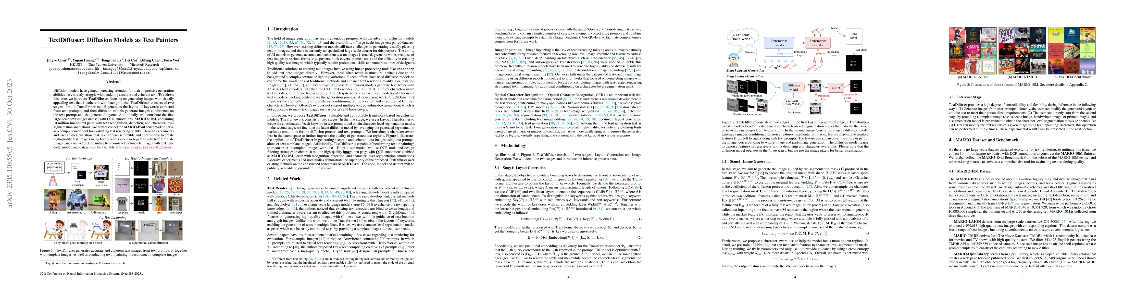 Thumbnail for TextDiffuser: Diffusion Models as Text Painters