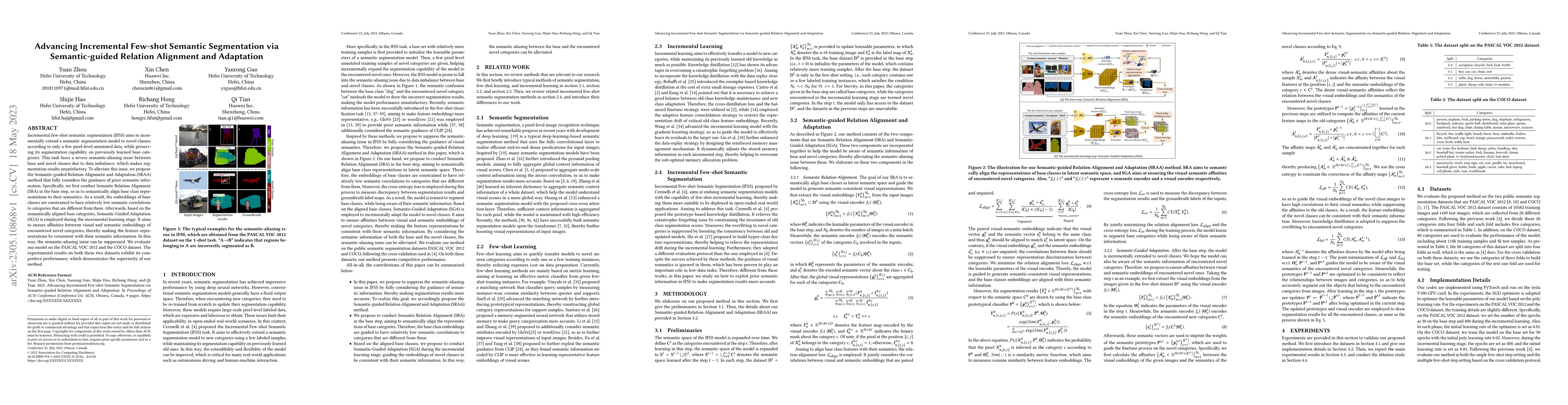 Thumbnail for Advancing Incremental Few-shot Semantic Segmentation via Semantic-guided
  Relation Alignment and Adaptation
