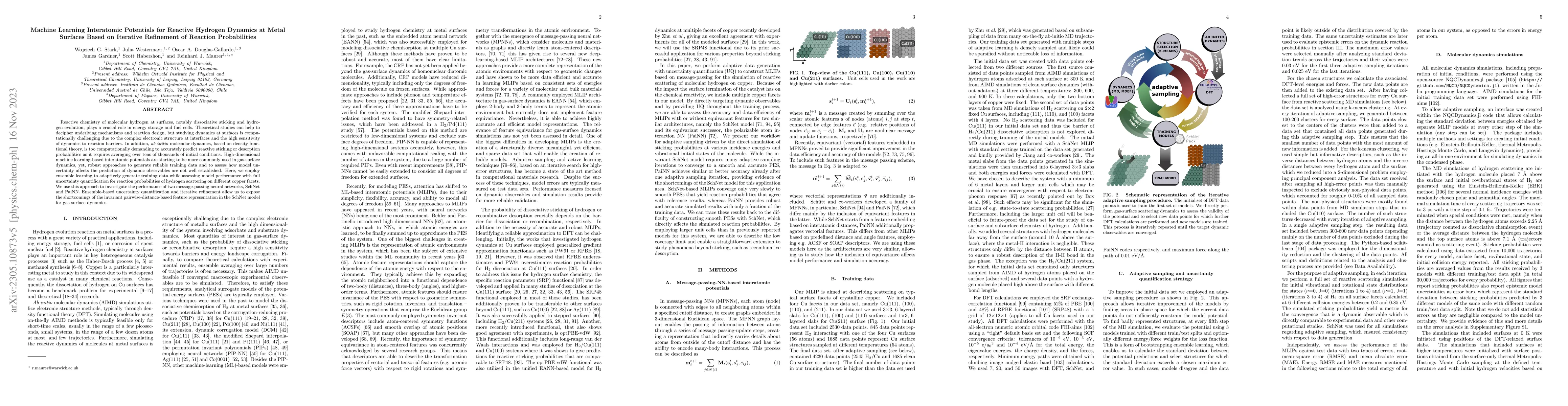 Thumbnail for Machine learning interatomic potentials for reactive hydrogen dynamics
  at metal surfaces based on iterative refinement of reaction probabilities