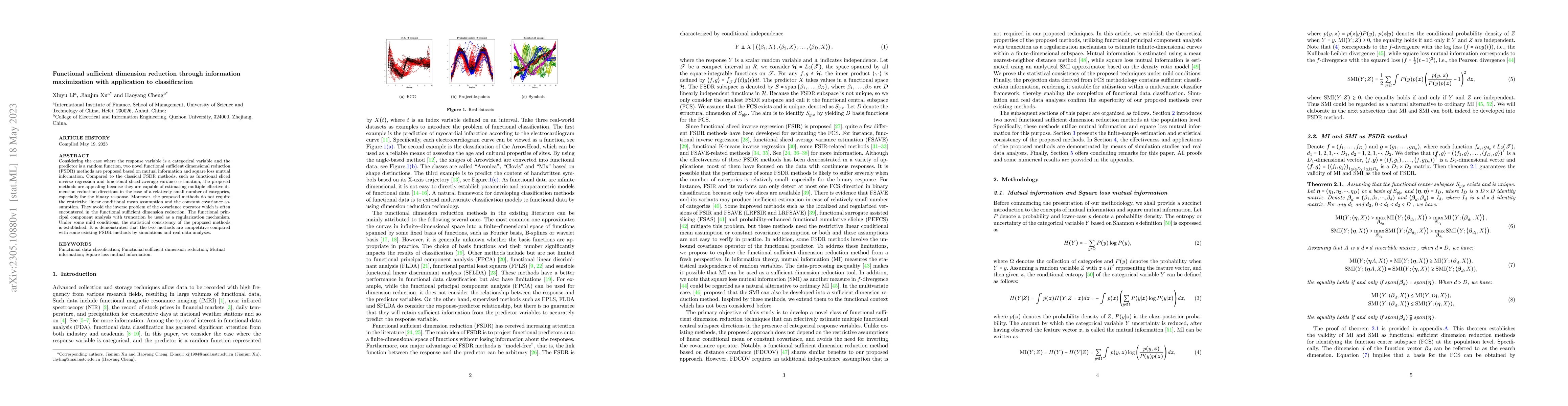 Thumbnail for Functional sufficient dimension reduction through information
  maximization with application to classification