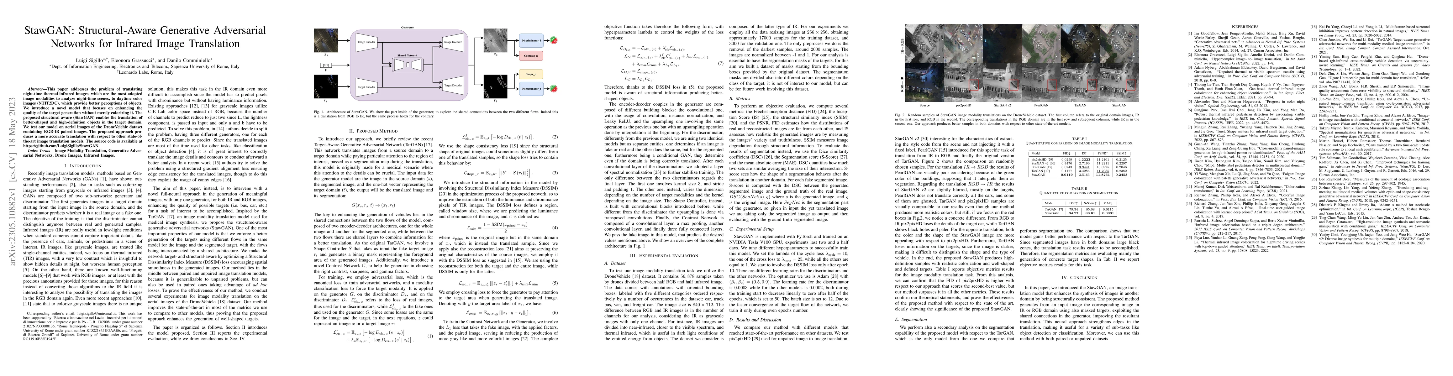 Thumbnail for StawGAN: Structural-Aware Generative Adversarial Networks for Infrared
  Image Translation