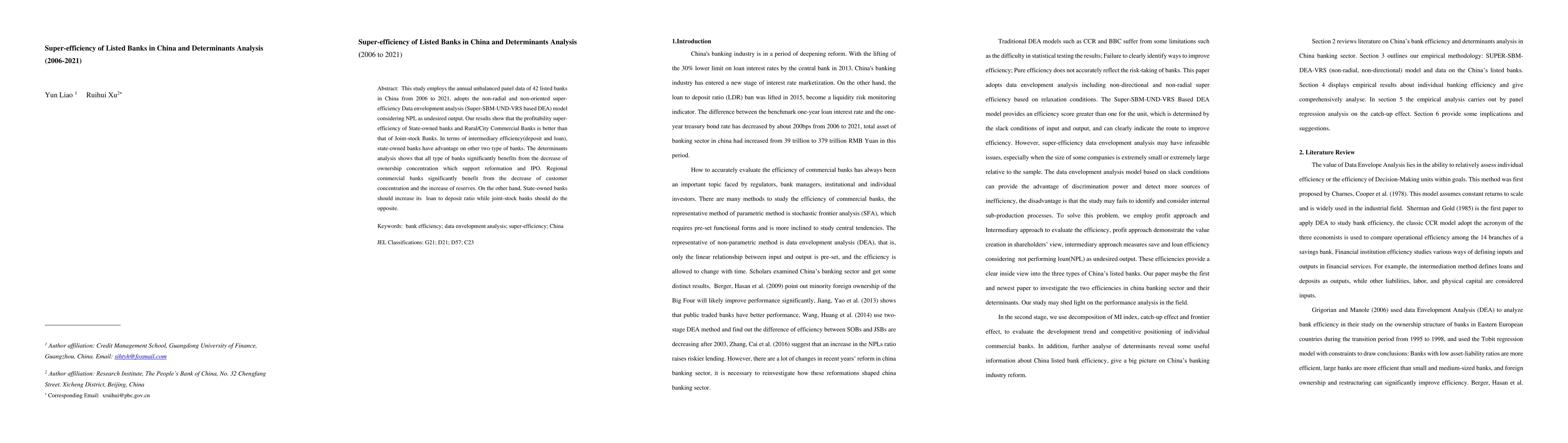Thumbnail for Super-efficiency of Listed Banks in China and Determinants Analysis
  (2006-2021)