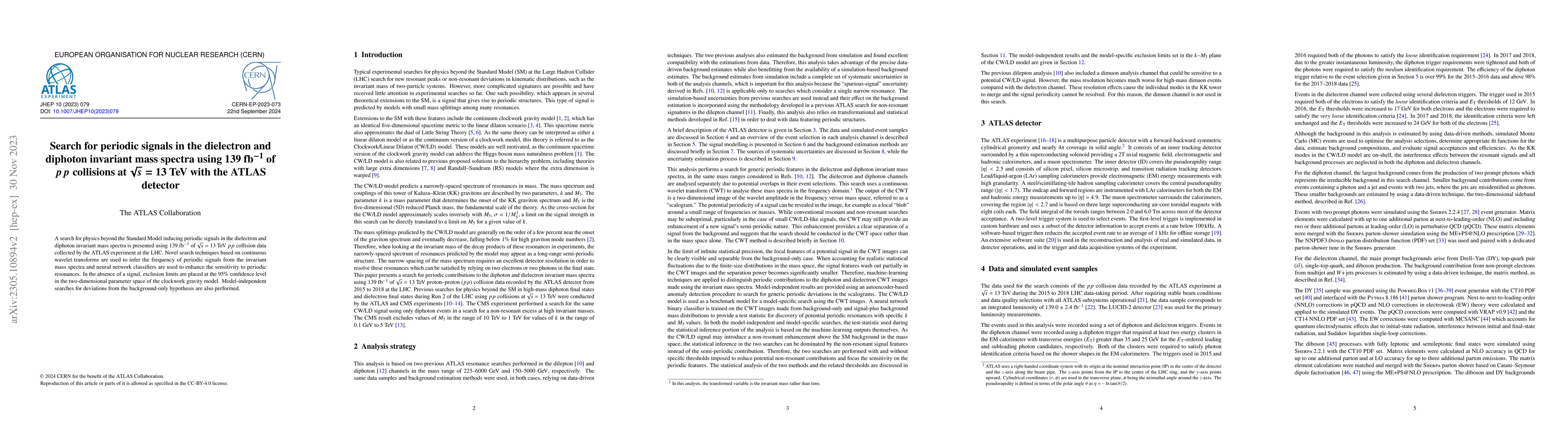 Thumbnail for Search for periodic signals in the dielectron and diphoton invariant
  mass spectra using 139 fb$^{-1}$ of $pp$ collisions at $\sqrt{s} =$ 13 TeV
  with the ATLAS detector