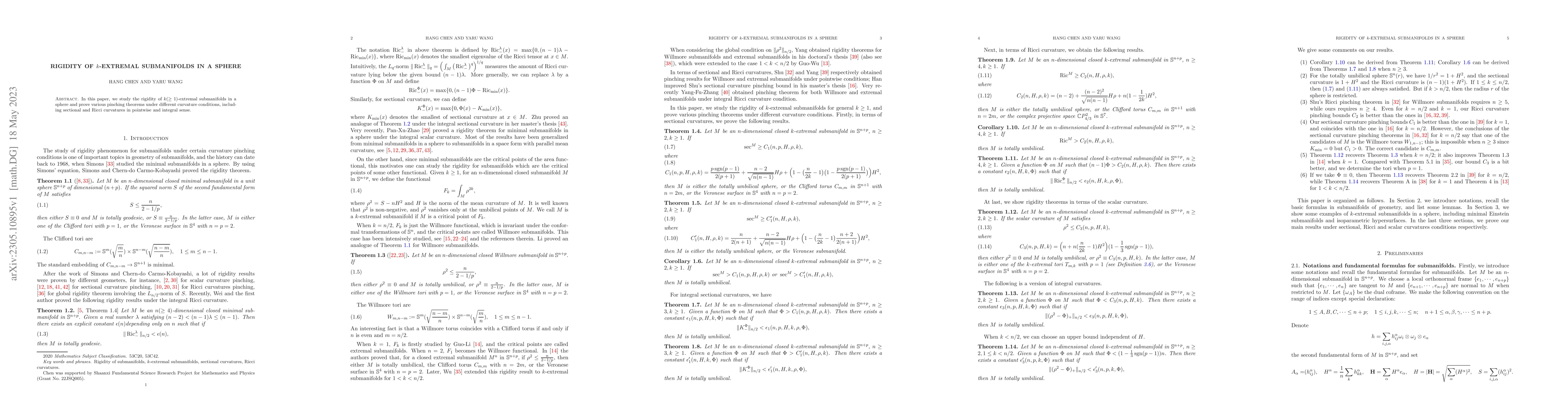 Thumbnail for Rigidity of $k$-extremal submanifolds in a sphere