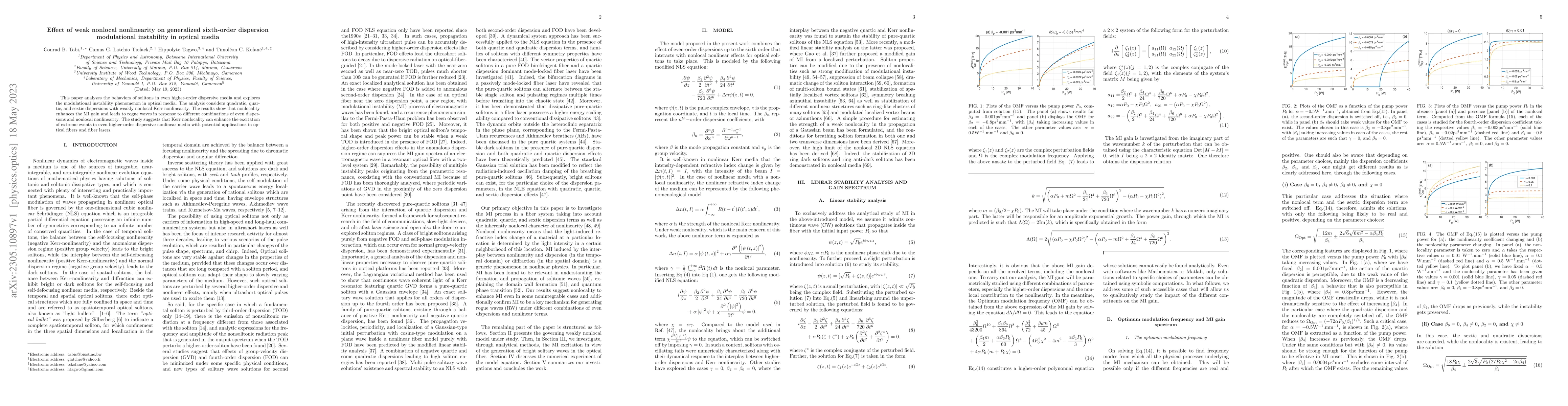Thumbnail for Effect of weak nonlocal nonlinearity on generalized sixth-order
  dispersion modulational instability in optical media