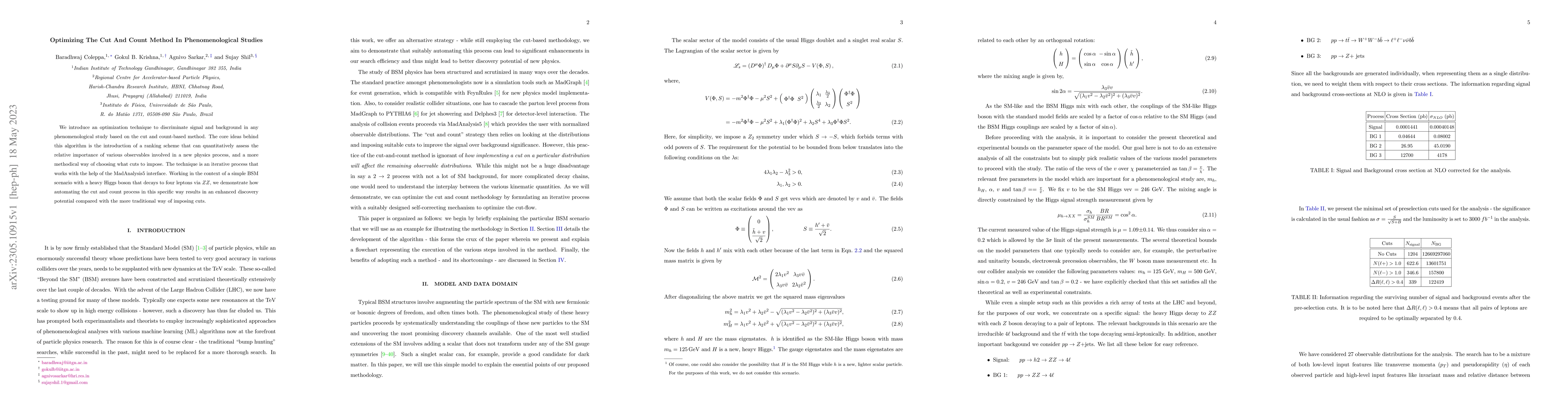 Thumbnail for Optimizing The Cut And Count Method In Phenomenological Studies