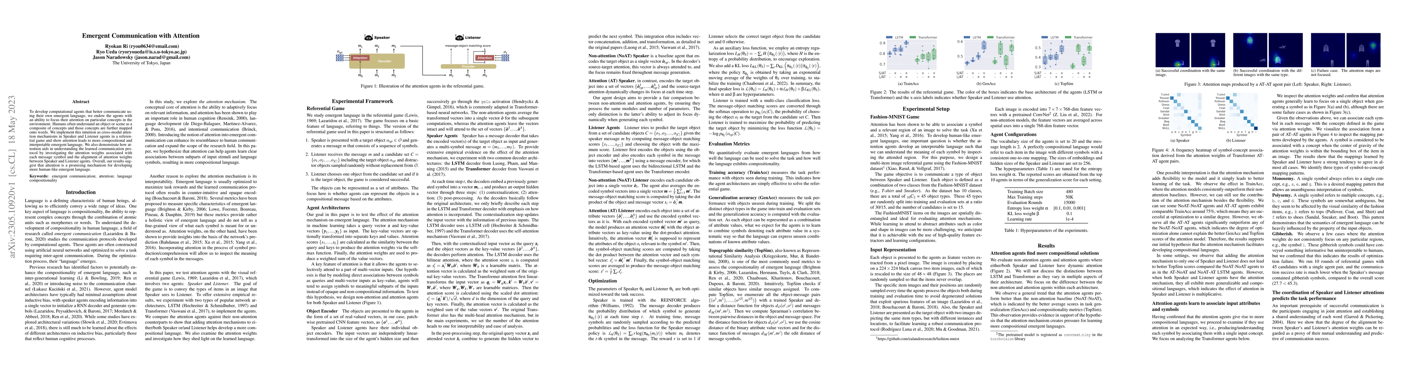 Thumbnail for Emergent Communication with Attention