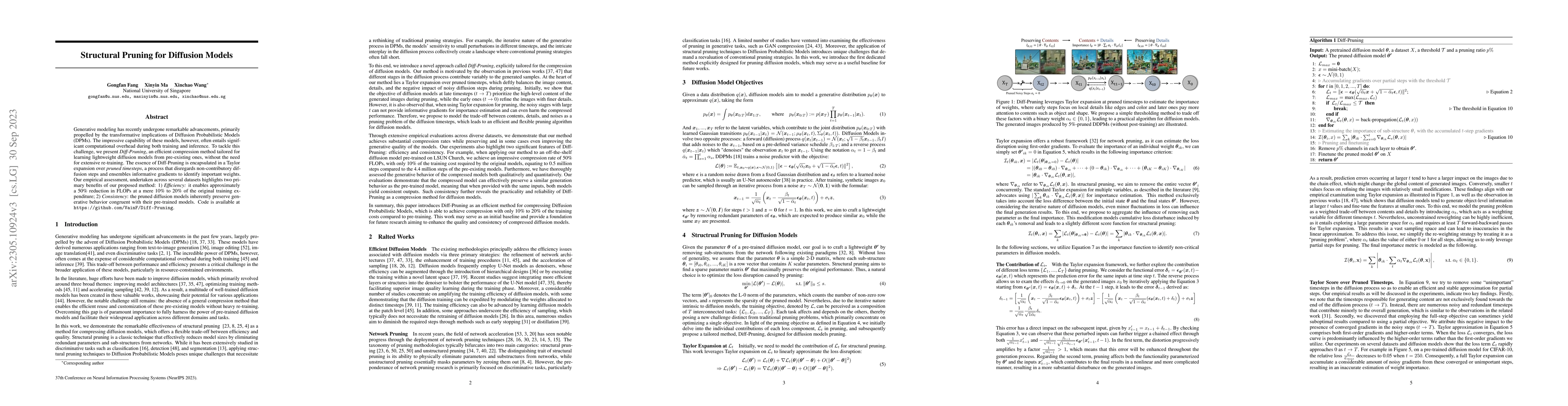 Thumbnail for Structural Pruning for Diffusion Models