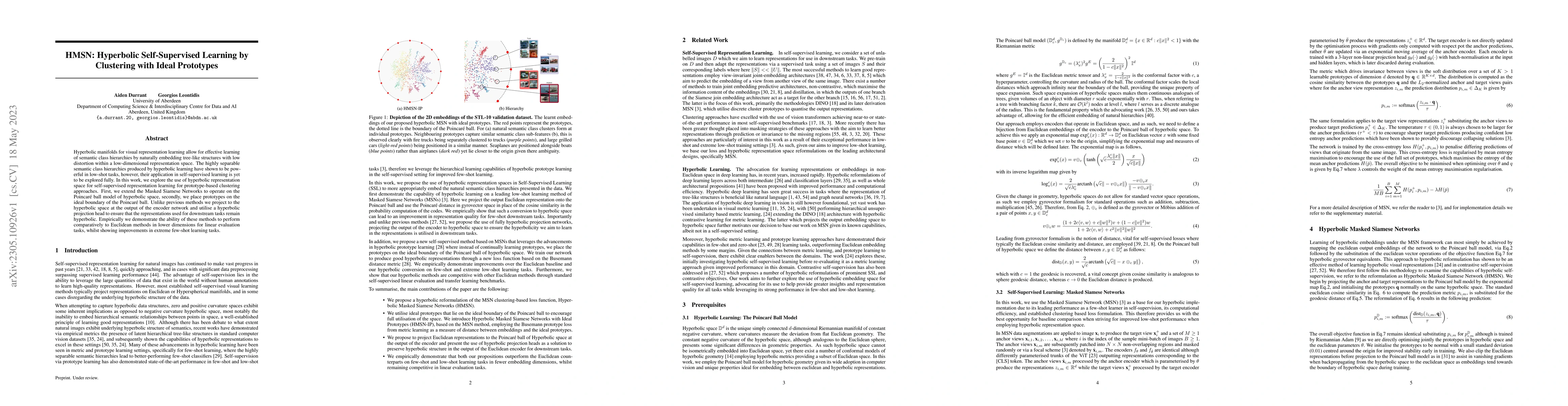 Thumbnail for HMSN: Hyperbolic Self-Supervised Learning by Clustering with Ideal
  Prototypes