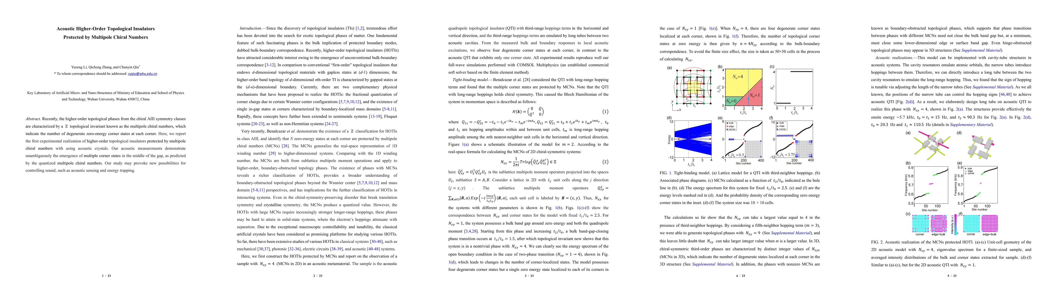 Thumbnail for Acoustic Higher-Order Topological Insulators Protected by Multipole
  Chiral Numbers