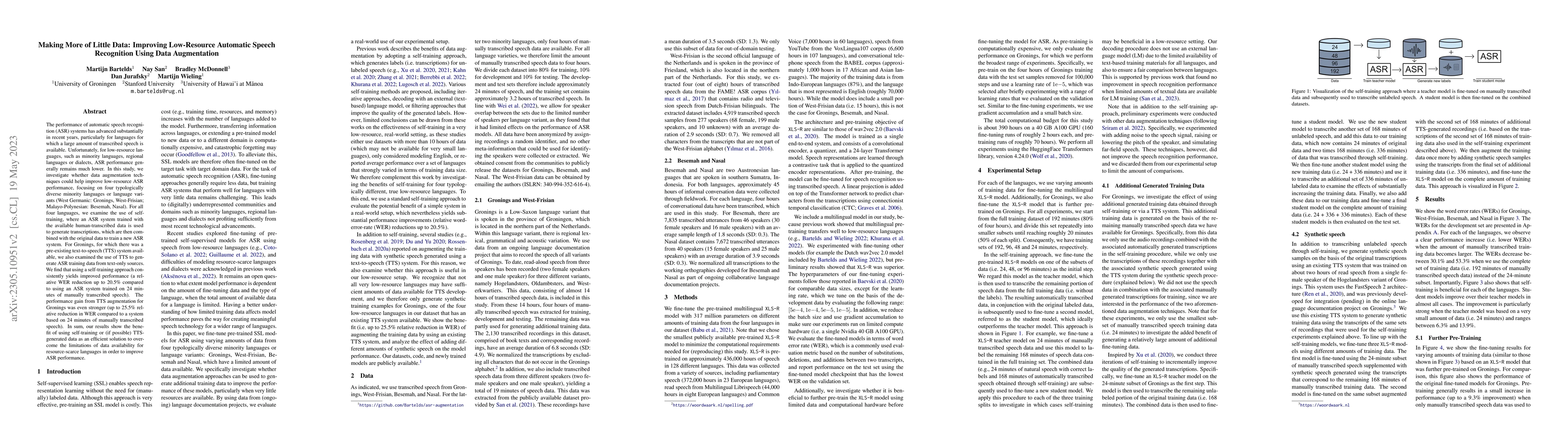 Thumbnail for Making More of Little Data: Improving Low-Resource Automatic Speech
  Recognition Using Data Augmentation