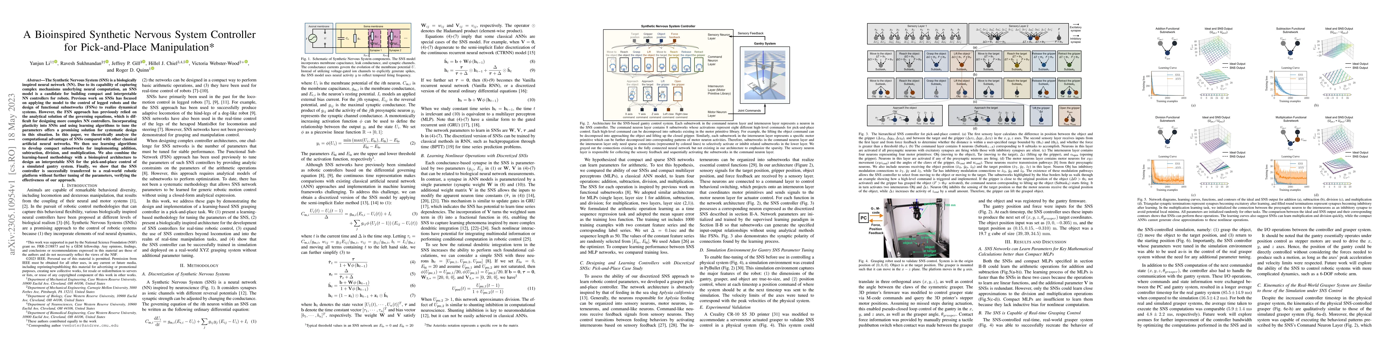 Thumbnail for A Bioinspired Synthetic Nervous System Controller for Pick-and-Place
  Manipulation