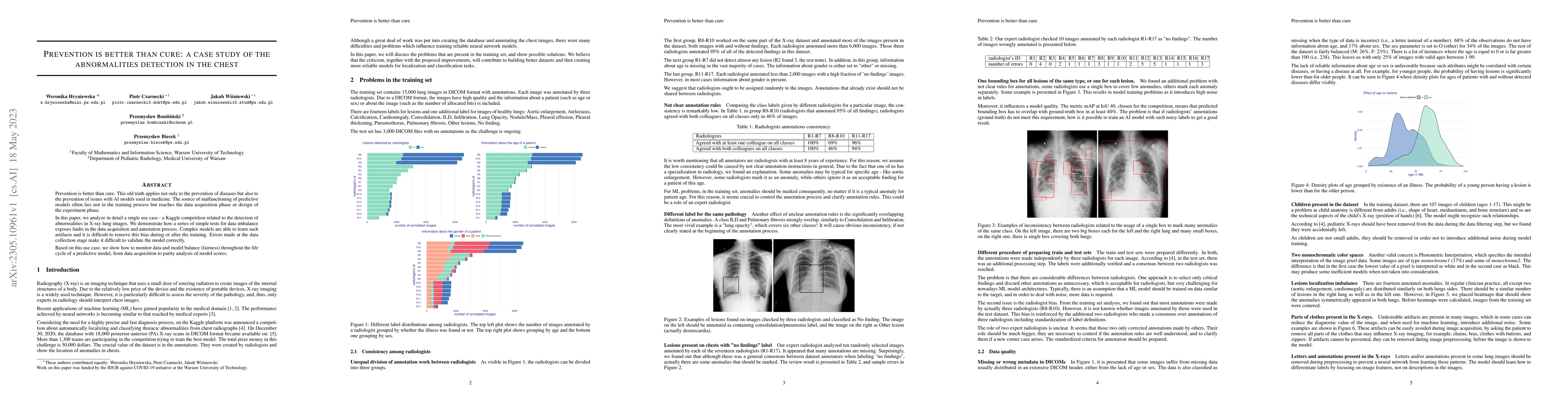 Thumbnail for Prevention is better than cure: a case study of the abnormalities
  detection in the chest