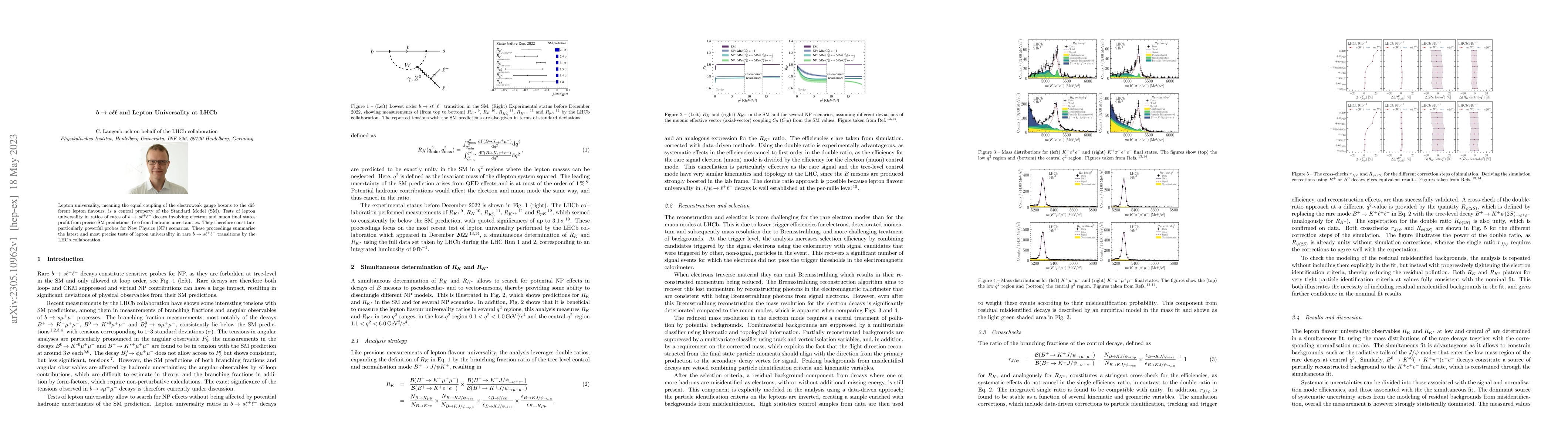 Thumbnail for $b\to s\ell\ell$ and Lepton Universality at LHCb