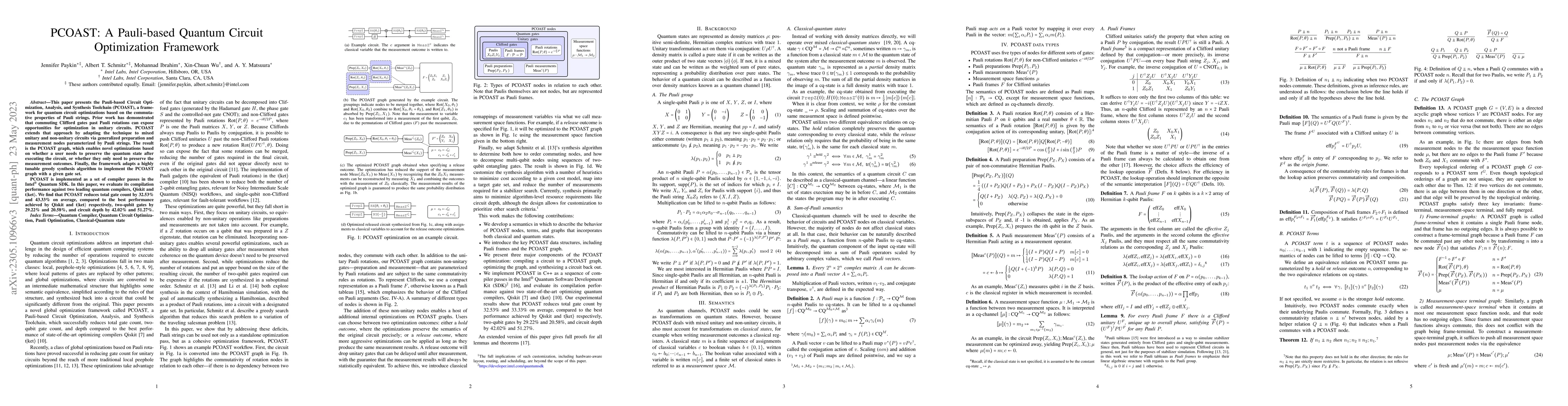 Thumbnail for PCOAST: A Pauli-based Quantum Circuit Optimization Framework