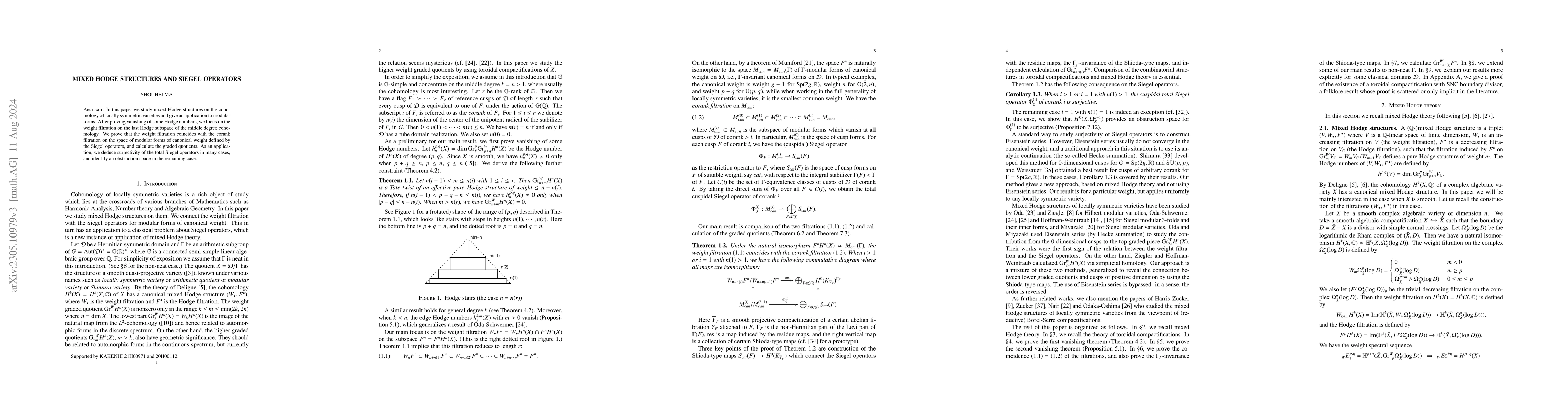 Thumbnail for Mixed Hodge structures and Siegel operators