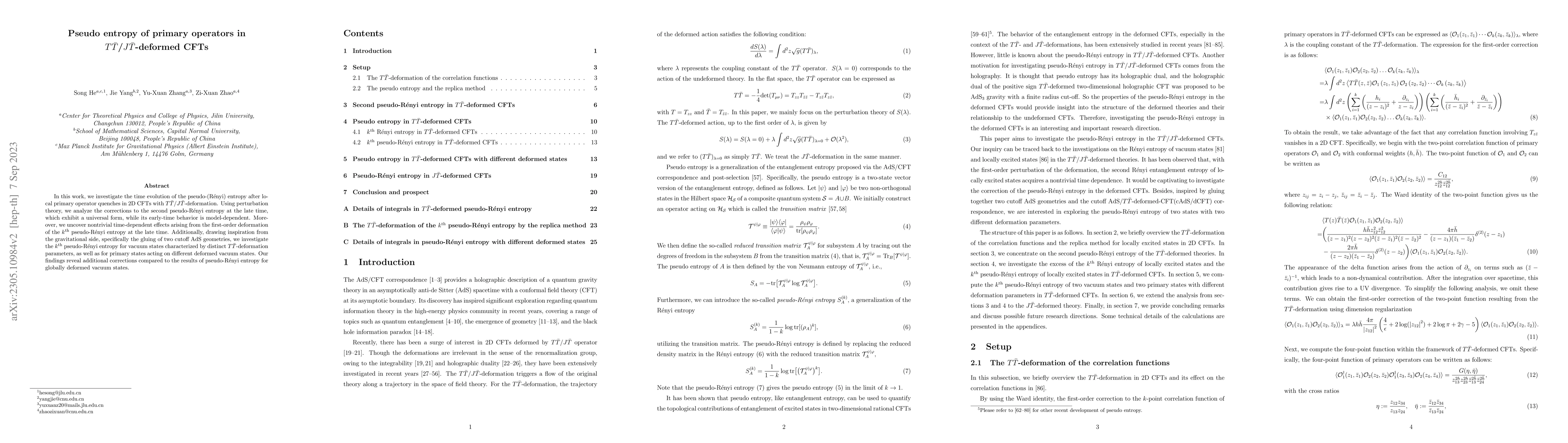 Thumbnail for Pseudo entropy of primary operators in $T\bar{T}$/$J\bar{T}$-deformed
  CFTs