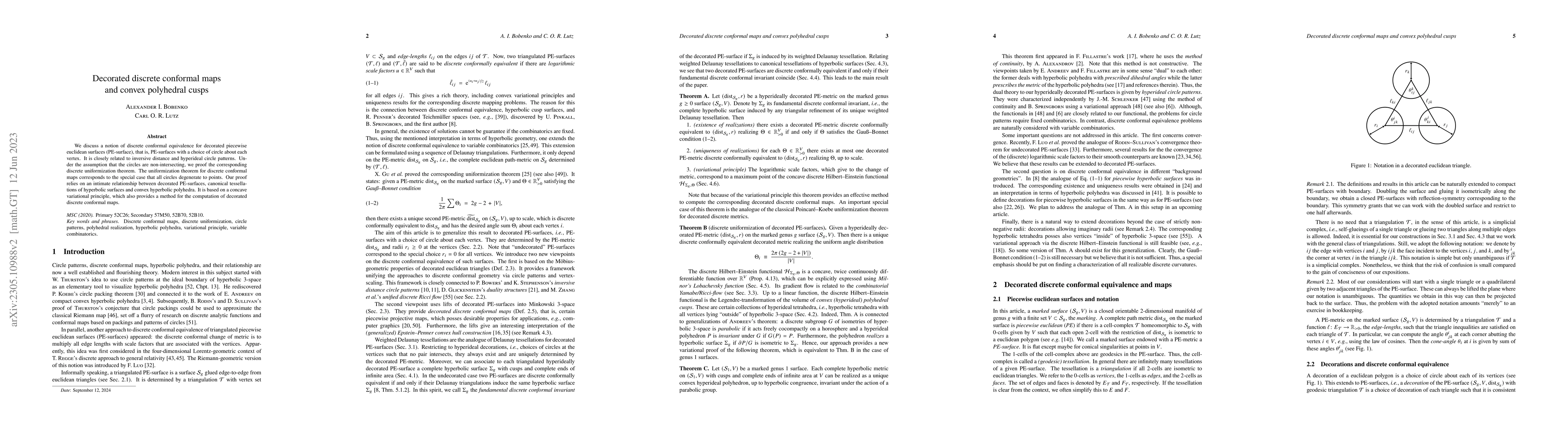 Thumbnail for Decorated discrete conformal maps and convex polyhedral cusps
