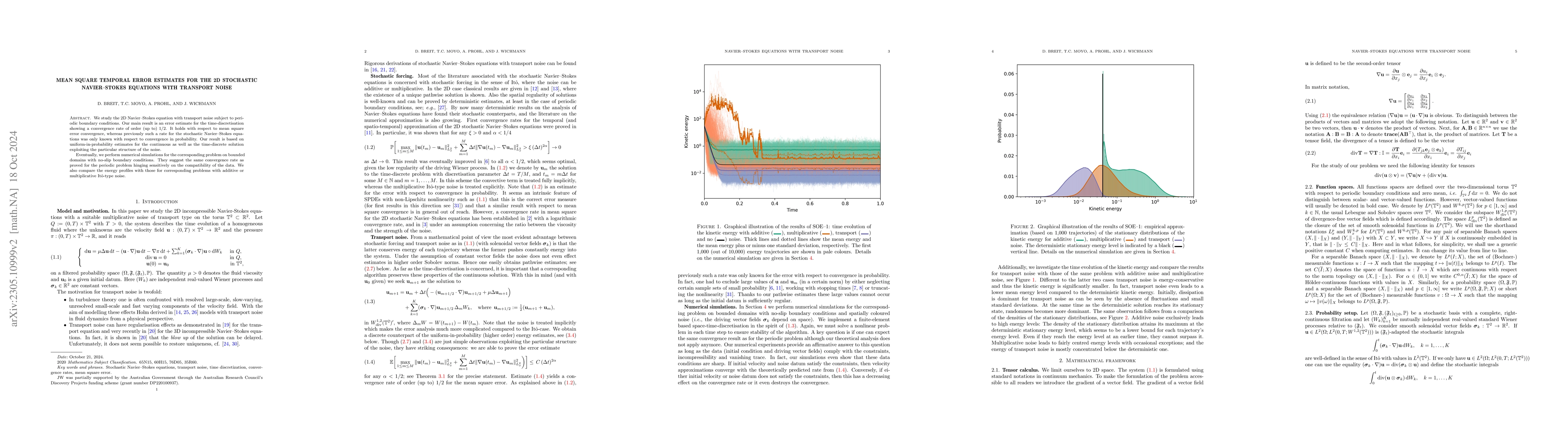 Thumbnail for Mean Square Temporal error estimates for the 2D stochastic Navier-Stokes
  equations with transport noise