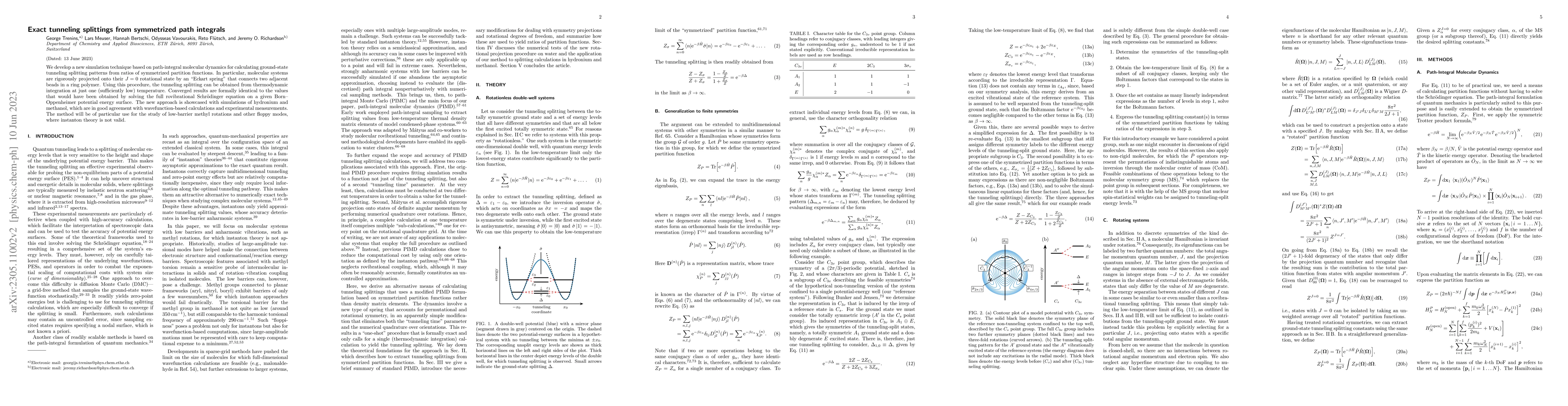 Thumbnail for Exact tunneling splittings from symmetrized path integrals