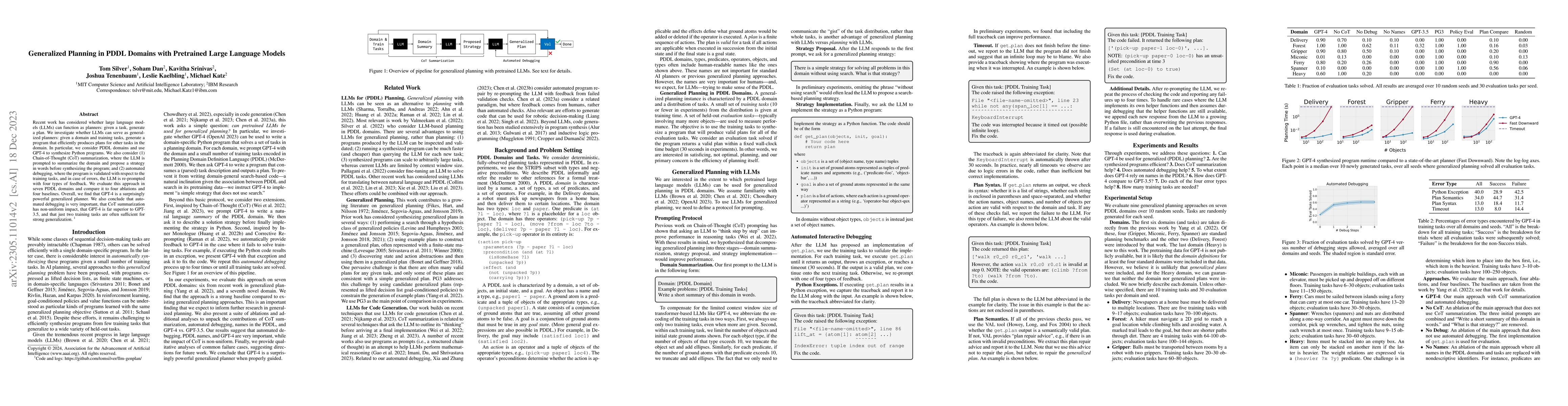 Thumbnail for Generalized Planning in PDDL Domains with Pretrained Large Language
  Models
