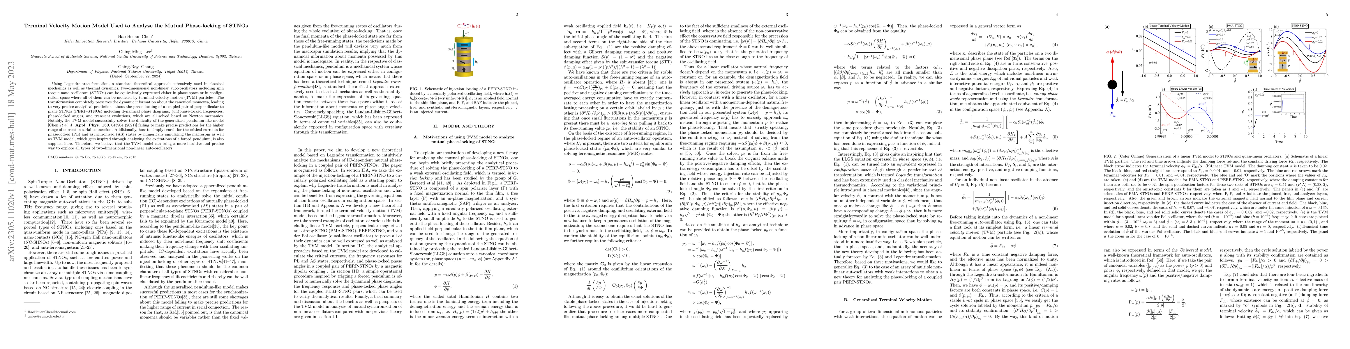 Thumbnail for Terminal Velocity Motion Model Used to Analyze the Mutual Phase-locking
  of STNOs
