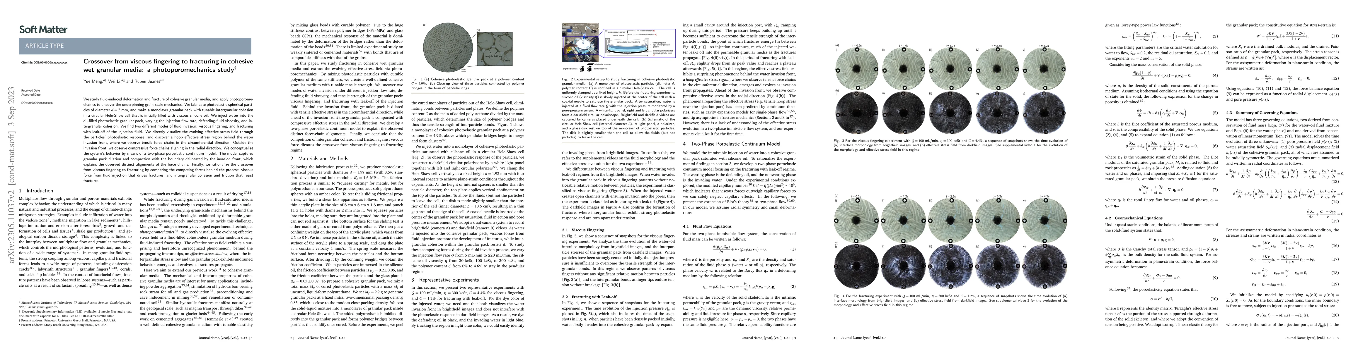 Thumbnail for Crossover from viscous fingering to fracturing in cohesive wet granular
  media: a photoporomechanics study