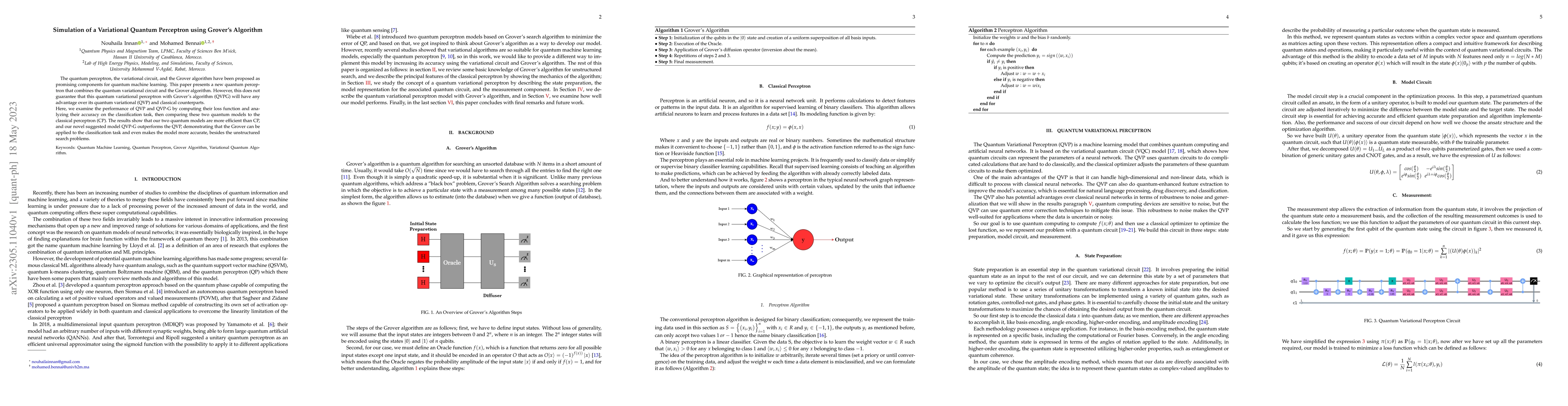 Thumbnail for Simulation of a Variational Quantum Perceptron using Grover's Algorithm