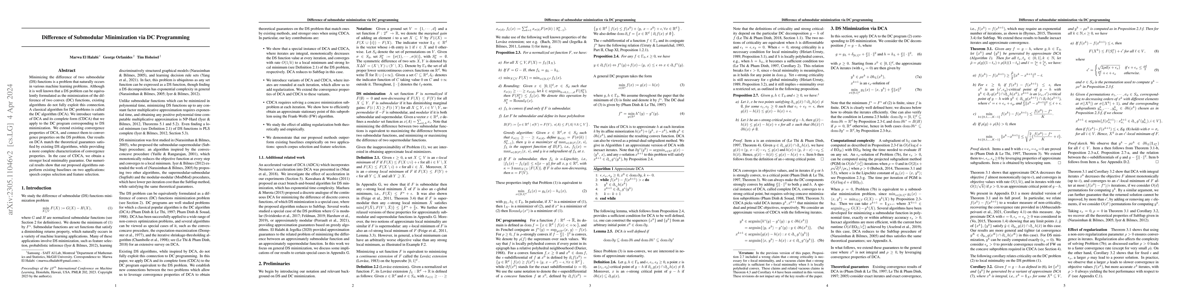 Thumbnail for Difference of Submodular Minimization via DC Programming