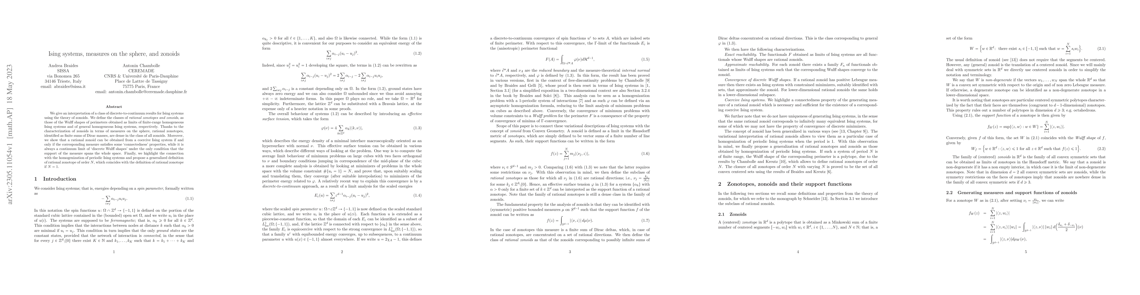 Thumbnail for Ising systems, measures on the sphere, and zonoids