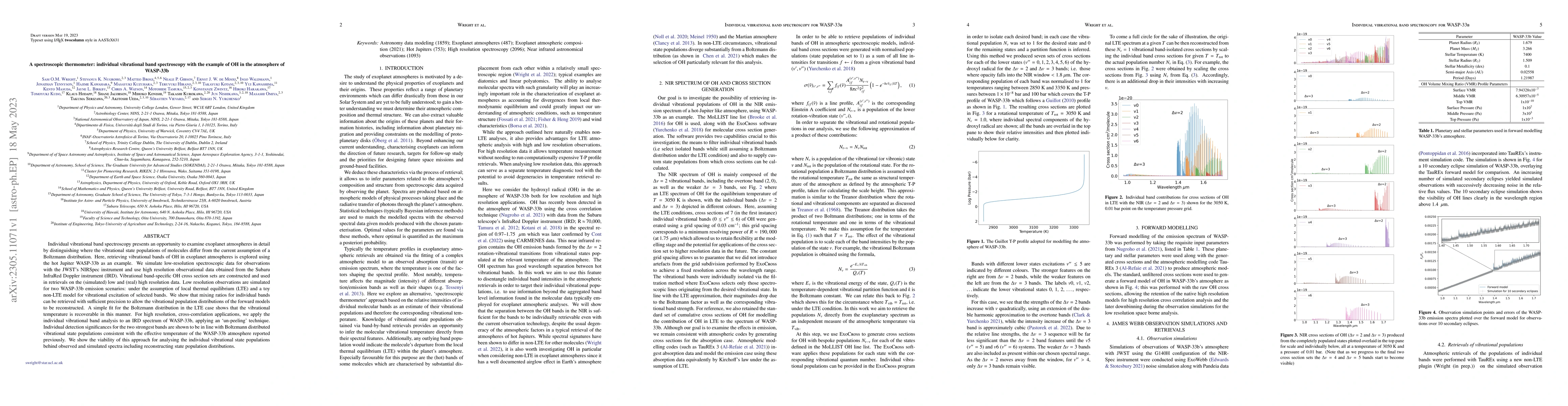 Thumbnail for A spectroscopic thermometer: individual vibrational band spectroscopy
  with the example of OH in the atmosphere of WASP-33b