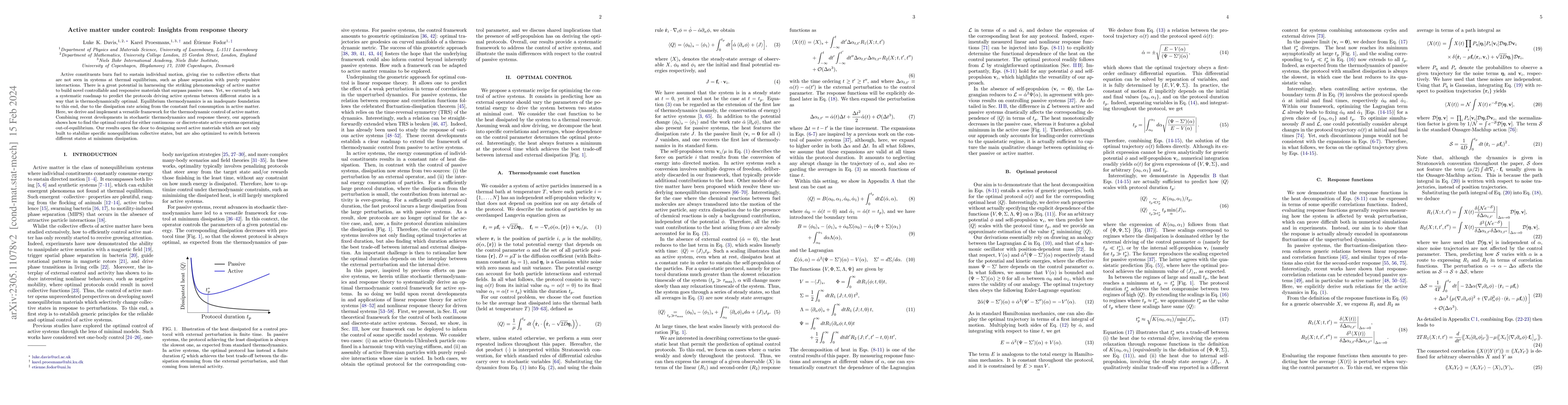 Thumbnail for Active matter under control: Insights from response theory