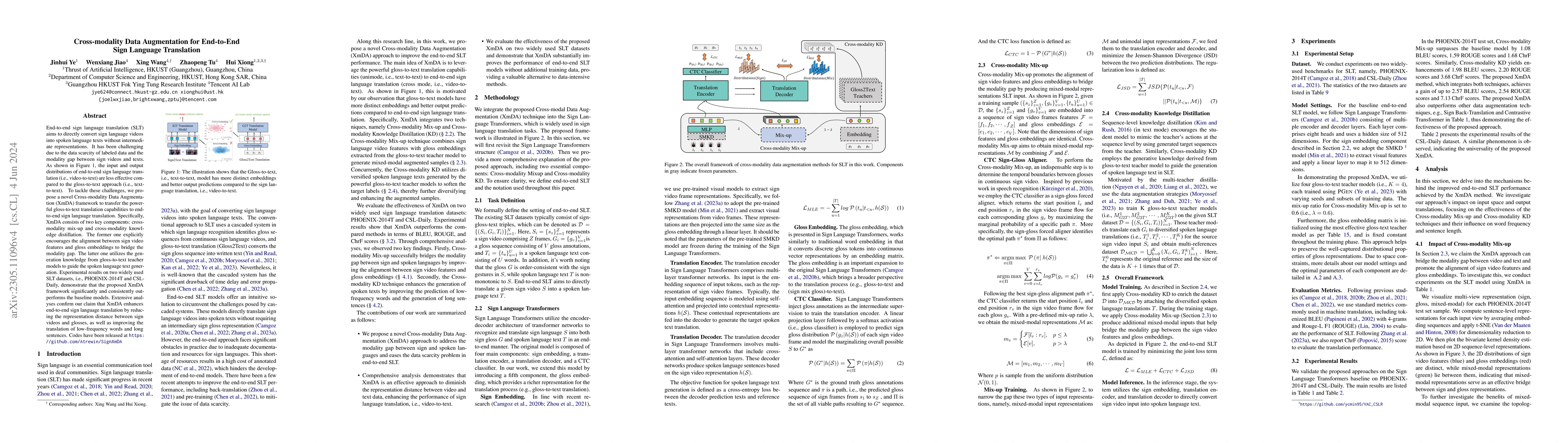 Thumbnail for Cross-modality Data Augmentation for End-to-End Sign Language
  Translation
