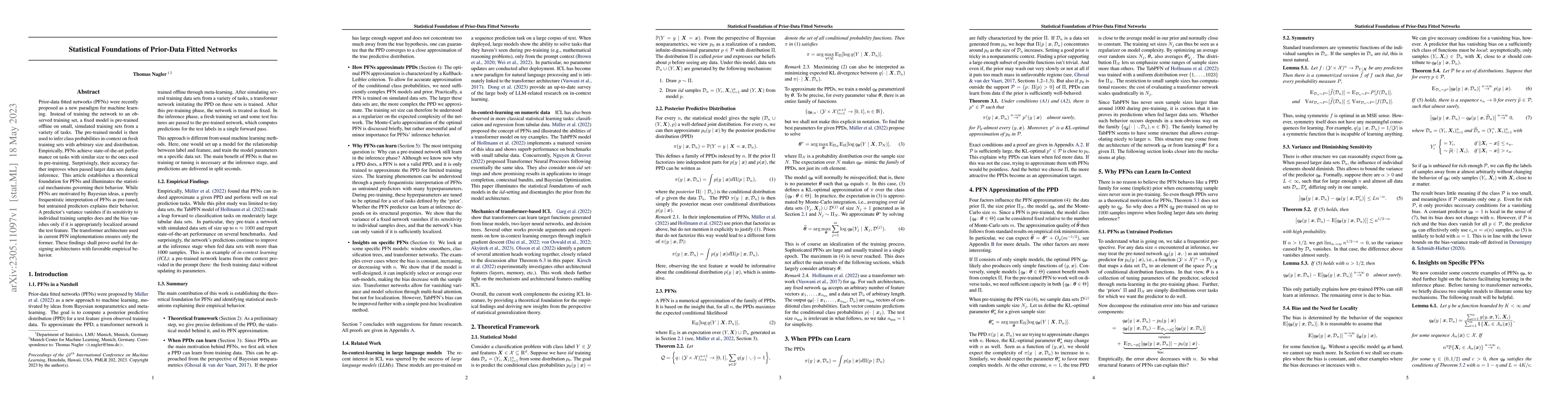 Thumbnail for Statistical Foundations of Prior-Data Fitted Networks
