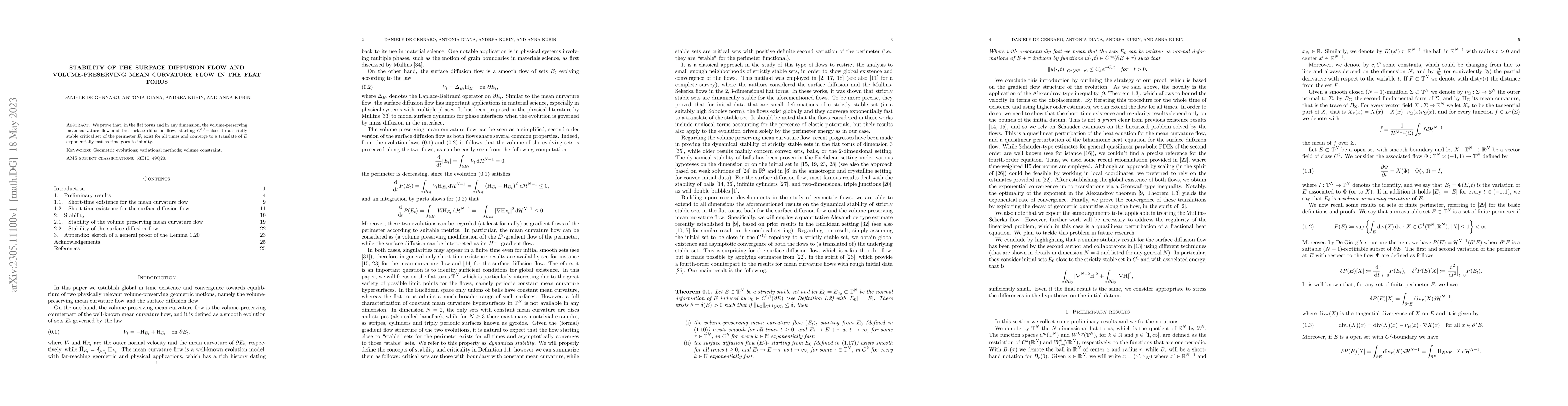 Thumbnail for Stability of the surface diffusion flow and volume-preserving mean
  curvature flow in the flat torus