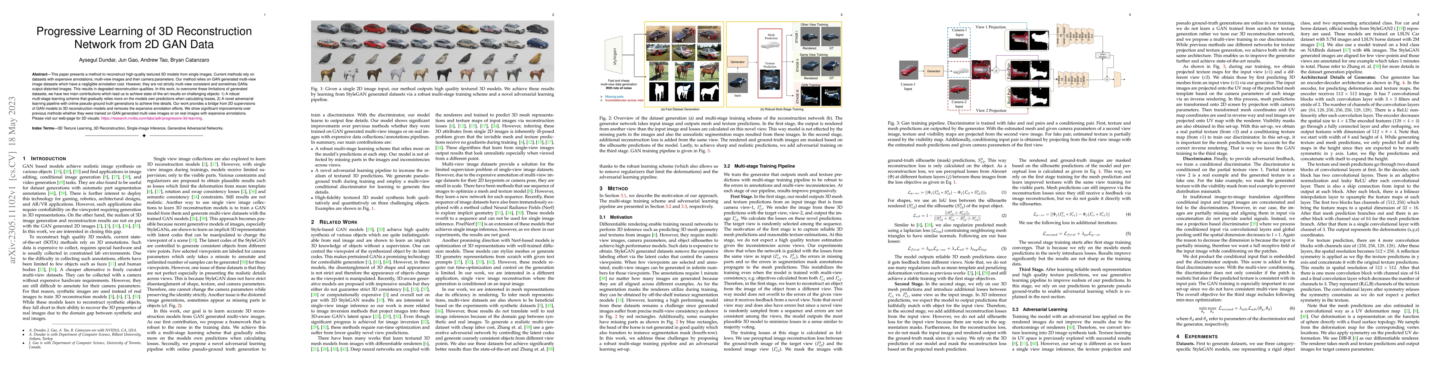 Thumbnail for Progressive Learning of 3D Reconstruction Network from 2D GAN Data