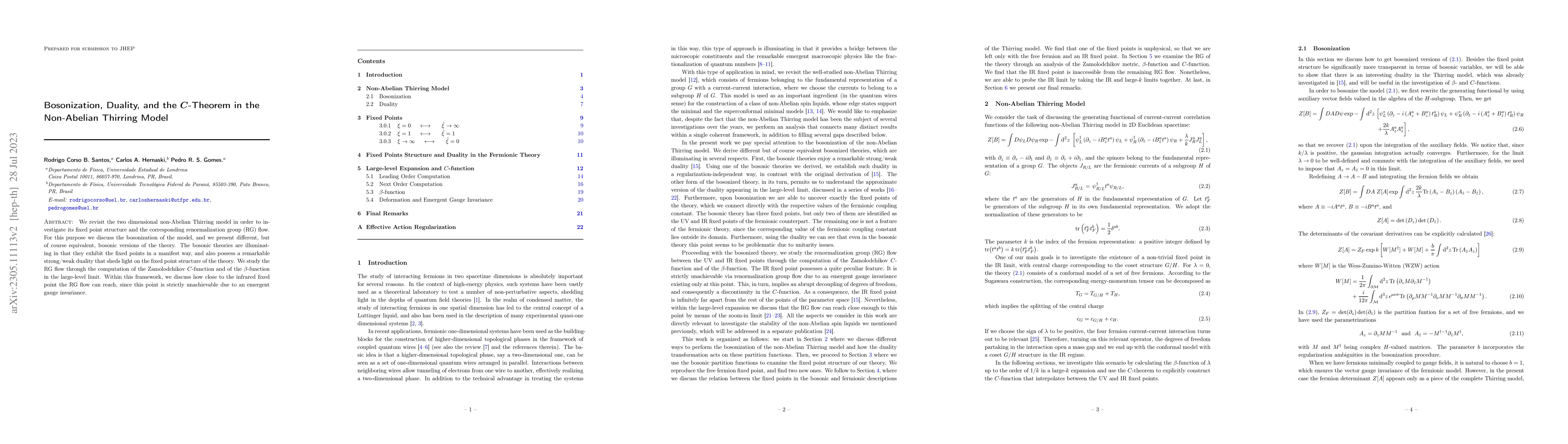 Thumbnail for Bosonization, Duality, and the $C$-Theorem in the Non-Abelian Thirring
  Model