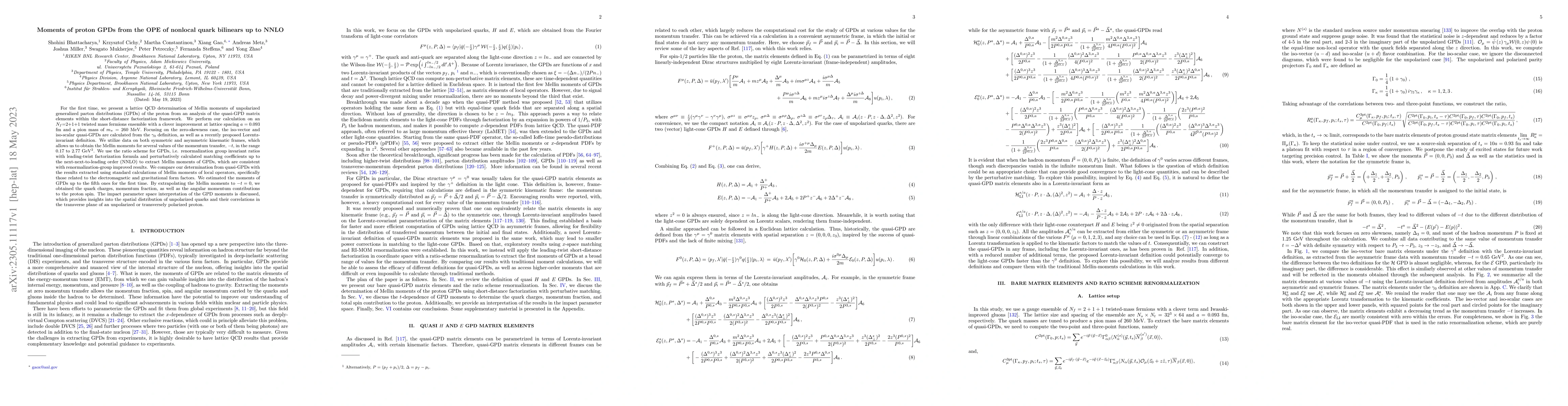 Thumbnail for Moments of proton GPDs from the OPE of nonlocal quark bilinears up to
  NNLO