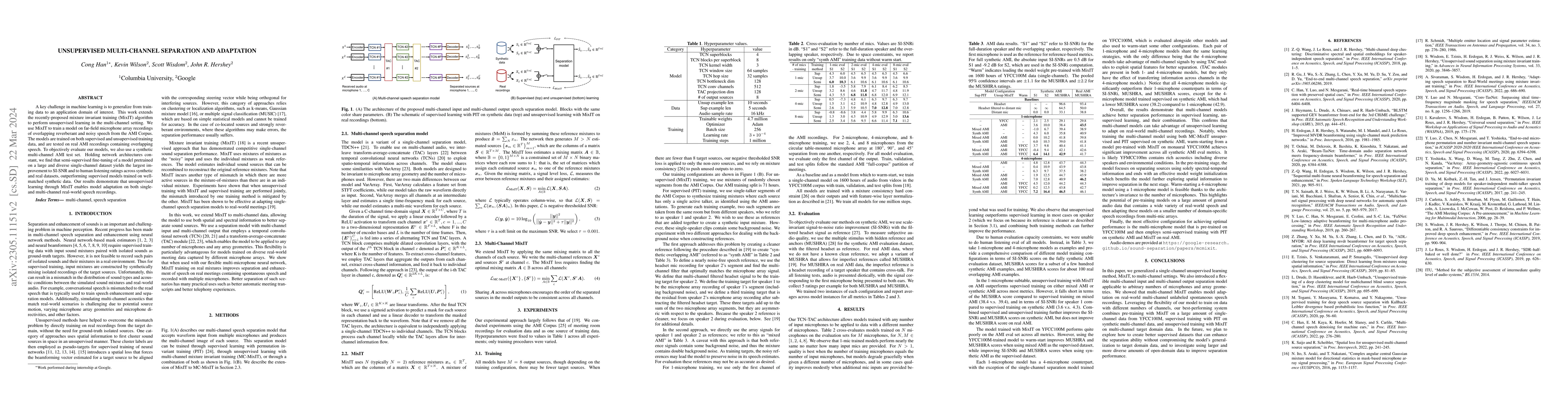 Thumbnail for Unsupervised Multi-channel Separation and Adaptation