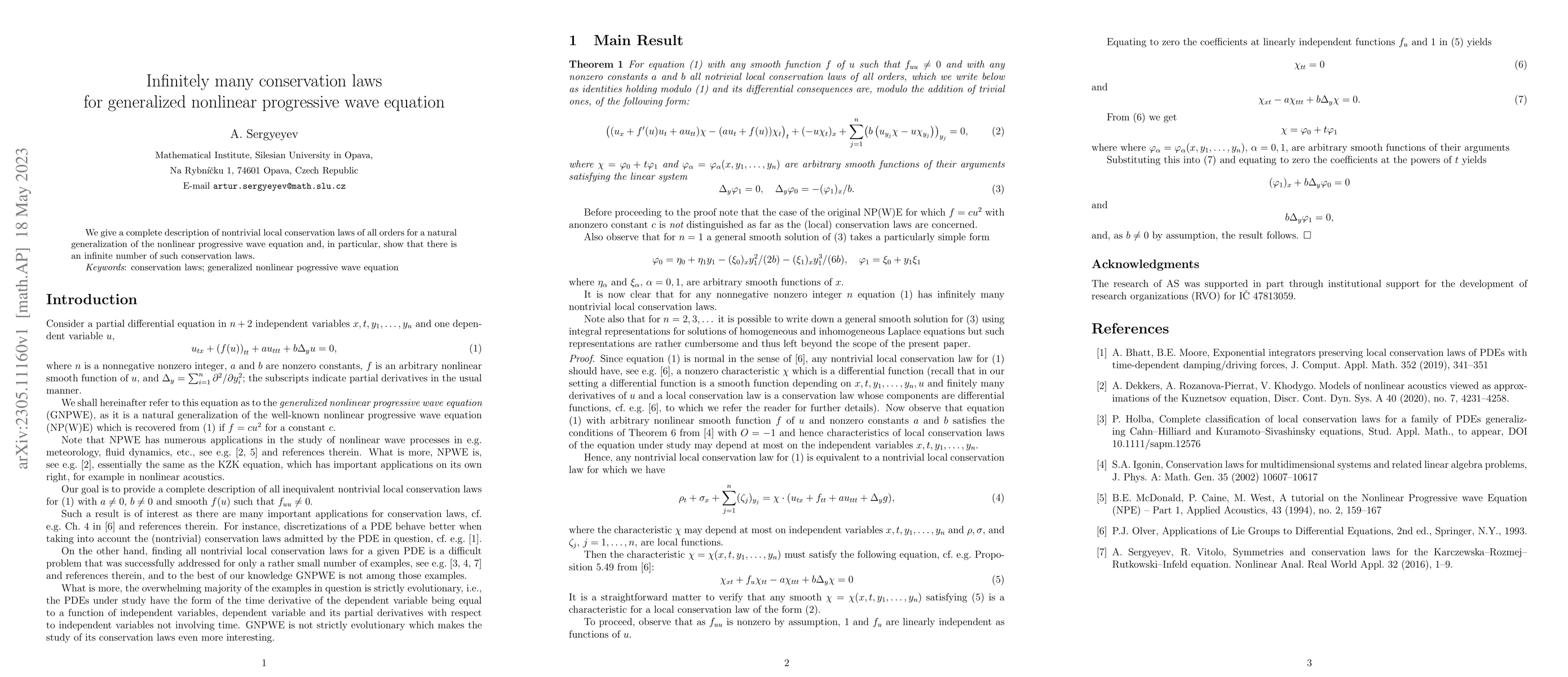Thumbnail for Infinitely many conservation laws for generalized nonlinear progressive
  wave equation