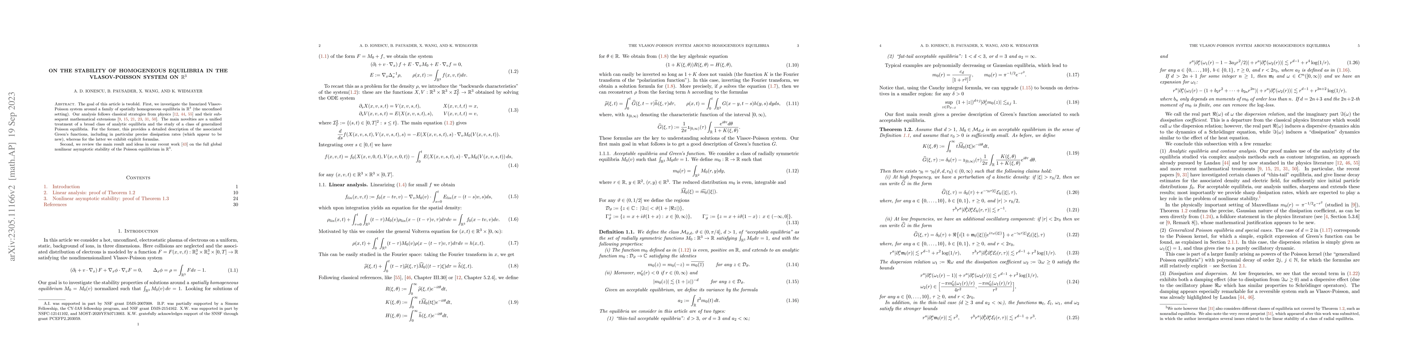 Thumbnail for On the stability of homogeneous equilibria in the Vlasov-Poisson system
  on $\mathbb{R}^3$