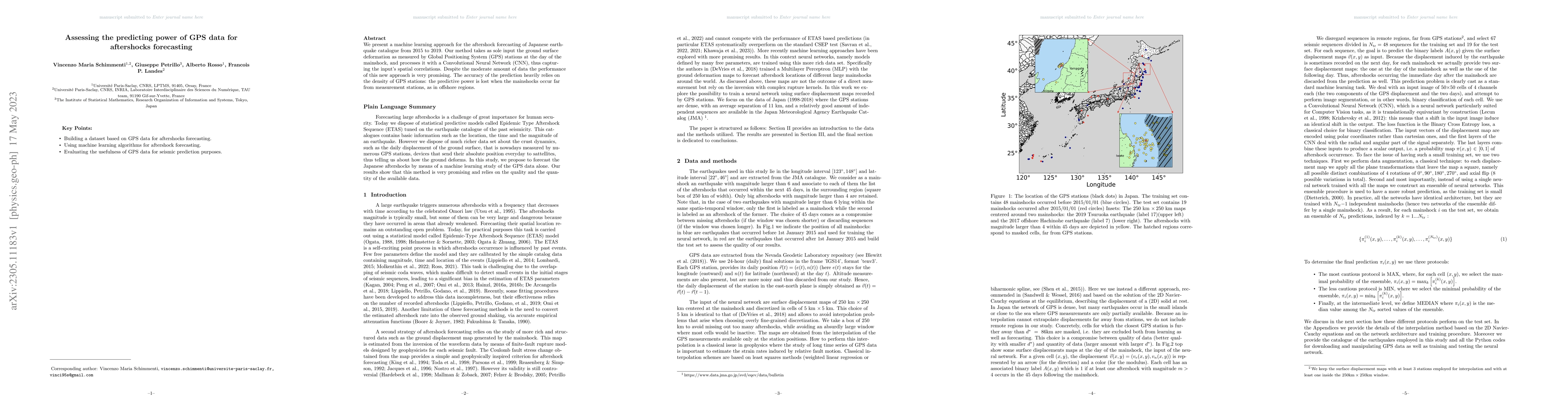 Thumbnail for Assessing the predicting power of GPS data for aftershocks forecasting