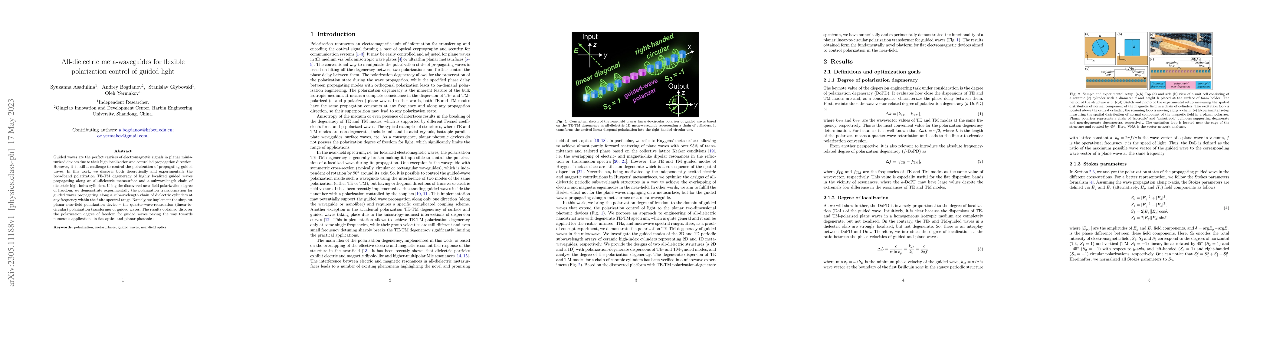 Thumbnail for All-dielectric meta-waveguides for flexible polarization control of
  guided light