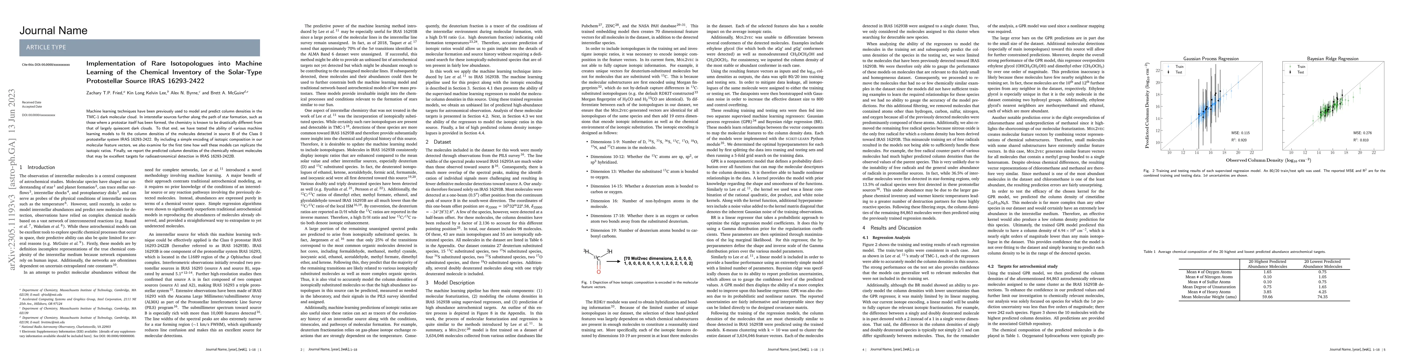 Thumbnail for Implementation of Rare Isotopologues into Machine Learning of the
  Chemical Inventory of the Solar-Type Protostellar Source IRAS 16293-2422