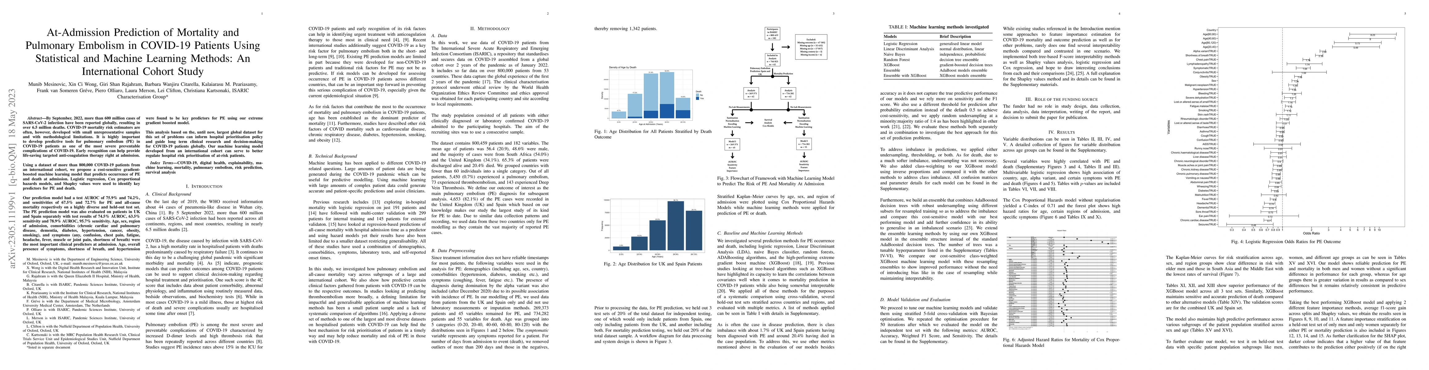 Thumbnail for At-Admission Prediction of Mortality and Pulmonary Embolism in COVID-19
  Patients Using Statistical and Machine Learning Methods: An International
  Cohort Study
