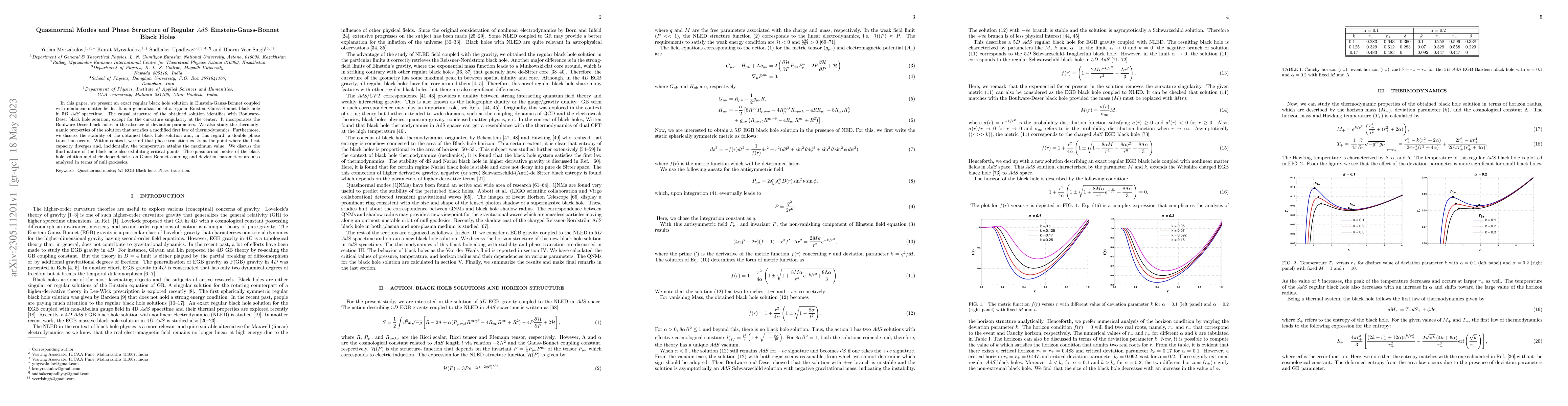 Thumbnail for Quasinormal Modes and Phase Structure of Regular $AdS$
  Einstein-Gauss-Bonnet Black Holes