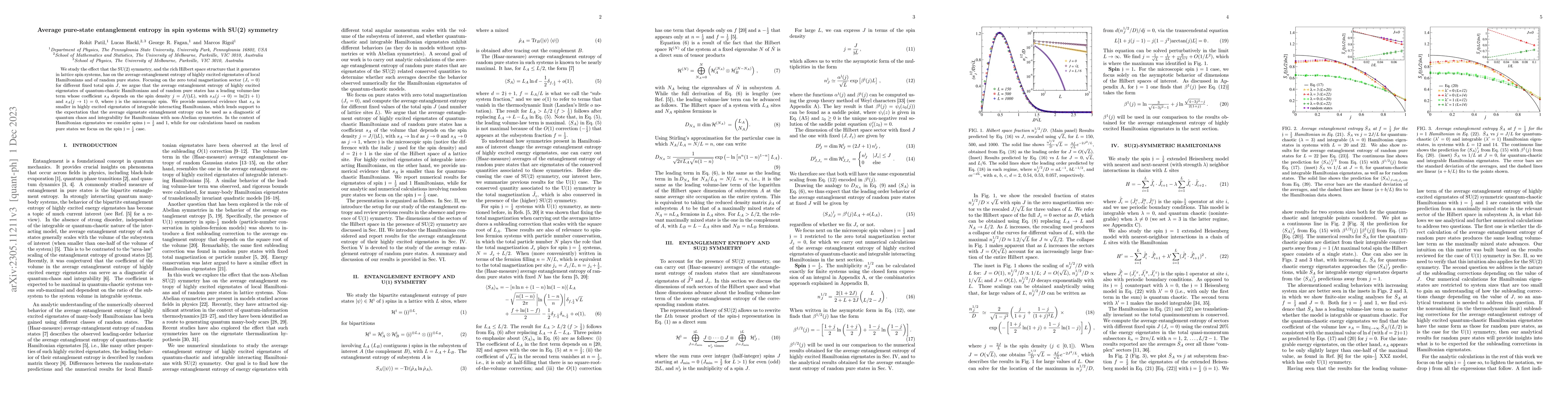 Thumbnail for Average pure-state entanglement entropy in spin systems with SU(2)
  symmetry