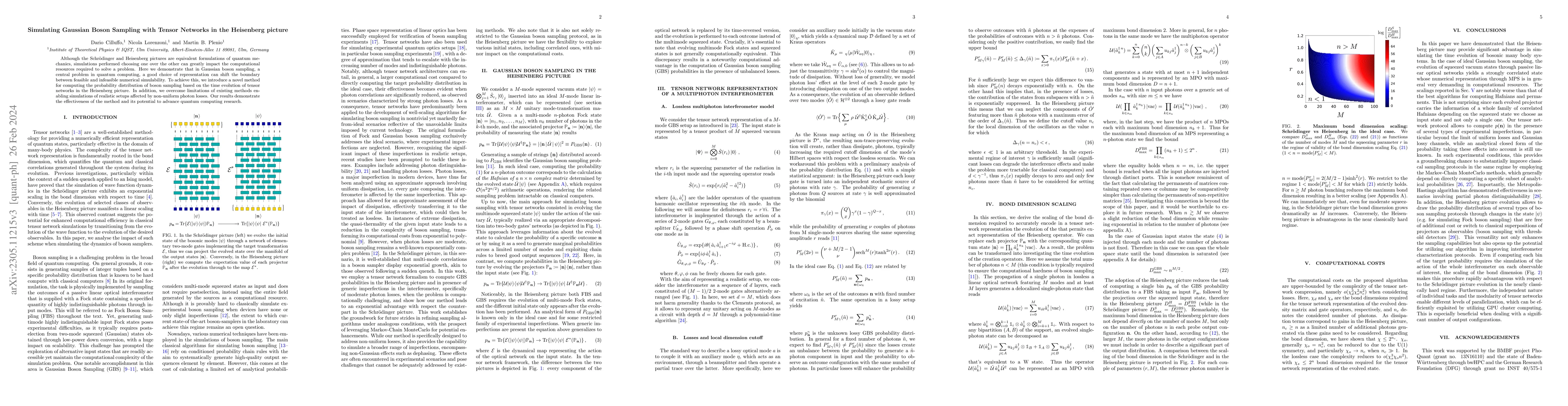 Thumbnail for Simulating Gaussian Boson Sampling with Tensor Networks in the
  Heisenberg picture